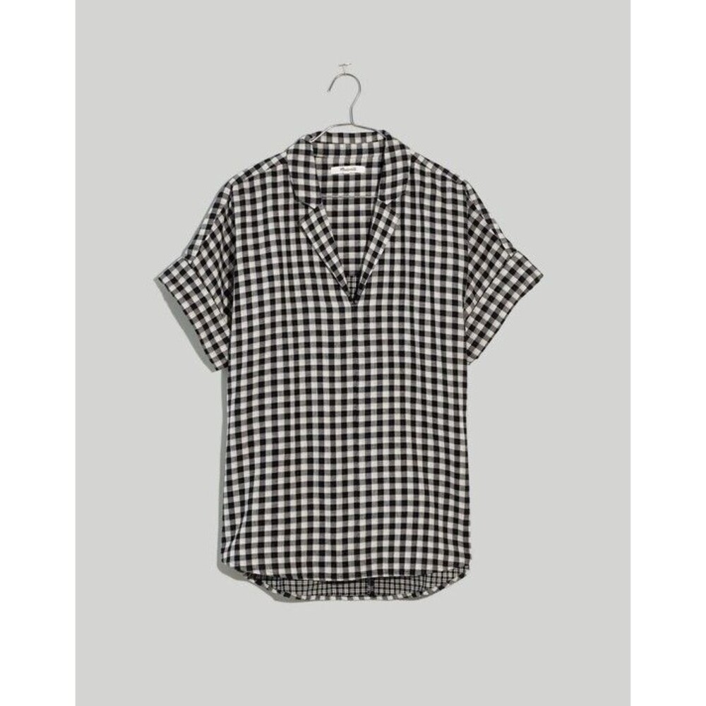 Madewell Women's 100% Cotton Black/White Gingham Plaid Pullover Shirt Size XXL